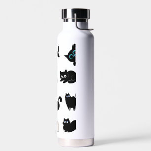 Zwarte katten vinyl sticker Cute Kat Waterfles