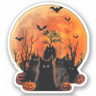 Zwarte Katten Volle Maan Grappig Dierenhuisdier Li Sticker