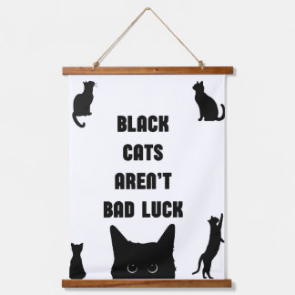 Zwarte katten zijn geen pech hangend wandkleed