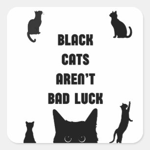 Zwarte katten zijn geen pech vierkante sticker
