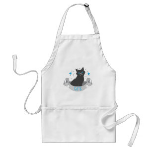 Zwarte kattenbanner standaard schort