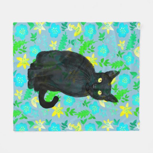 zwarte kattenbloem fleece deken (Voorkant (Horizontaal))