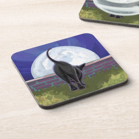 Zwarte kattencadeaus en Accessoires Drankjes Onderzetter (Linkerzijde)