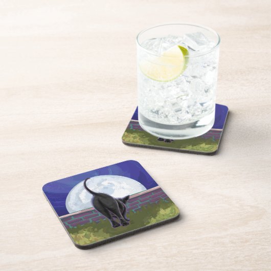 Zwarte kattencadeaus en Accessoires Drankjes Onderzetter (Rechterzijde)