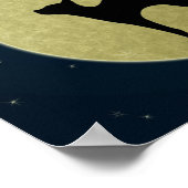 Zwarte kattenelegant silhouet en maan poster (Hoek)