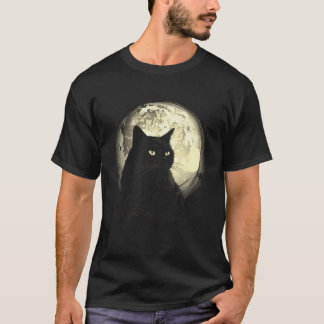 zwarte kattengele ogen met Moon Graphic WO T-shirt