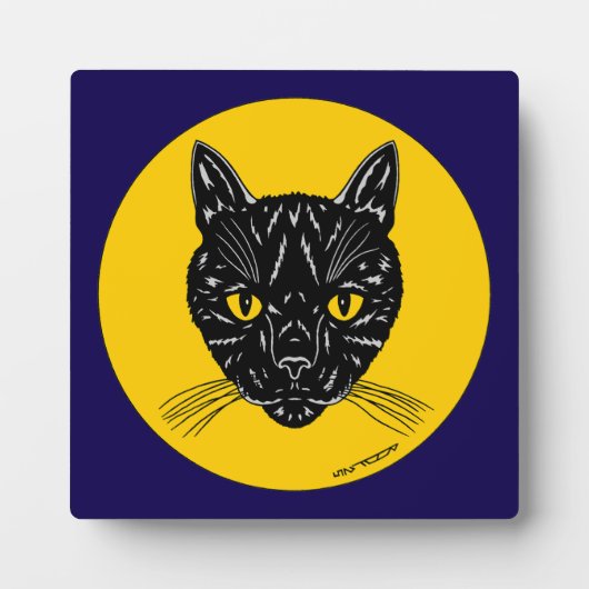 Zwarte Kattengezicht Fotoplaat (Voorkant)