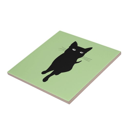 Zwarte kattenkattenkattengotisch kat tegeltje (Zijkant)