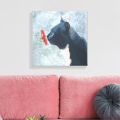 Zwarte kattenknipventilator canvas afdruk (Insitu (Woonkamer))