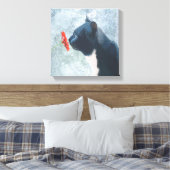 Zwarte kattenknipventilator canvas afdruk (Insitu (Slaapkamer))