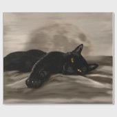 Zwarte kattenkoeling cadeaupapier (Vlak)