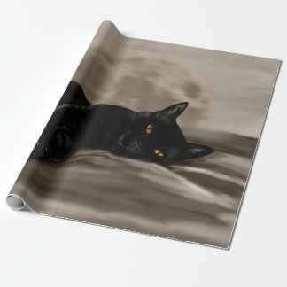 Zwarte kattenkoeling cadeaupapier