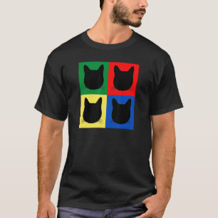 Zwarte kattenkop Silhouet vierkanten Tabby Moede T-shirt