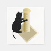 Zwarte Kattenkrabpaal Silhouet Servet (Voorkant)