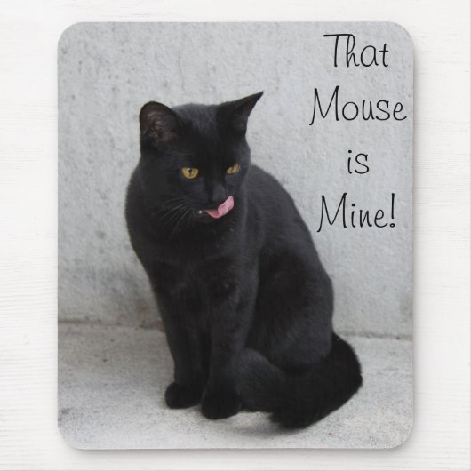 Zwarte kattenmousepad muismat (Voorkant)