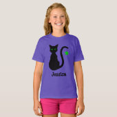 Zwarte kattennaam T-shirt (kind) (Voorkant volledig)
