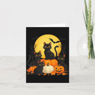 Zwarte kattenpompoen Halloween-kostuum mannen vrou Kaart