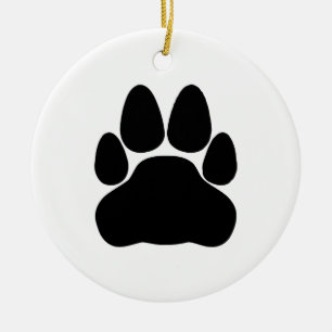 Zwarte Kattenpootafdruk Vorm Keramisch Ornament