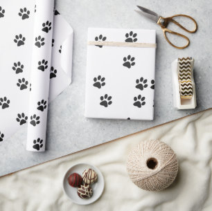 Zwarte kattenpoten eenvoudig cadeaupapier