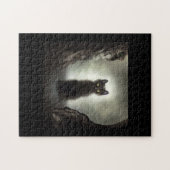 Zwarte kattenschaduwgrot, donker grot, zwart licht legpuzzel (Horizontaal)