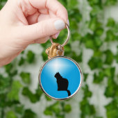 Zwarte kattensilhouet en ster sleutelhanger (Hand)