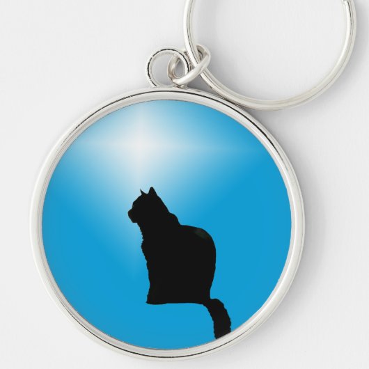 Zwarte kattensilhouet en ster sleutelhanger (Voorkant)
