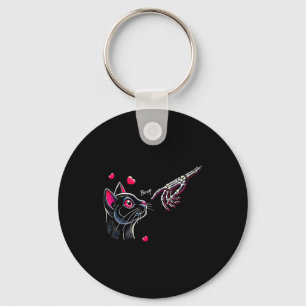 Zwarte Kattenskelet Hand Boop Valentijnsdag Huisdi Sleutelhanger