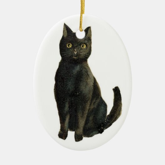 zwarte kattenversiering keramisch ornament (Voorkant)