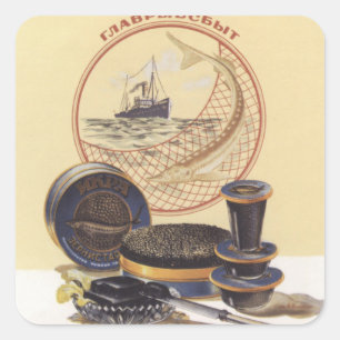 Zwarte kaviaar vierkante sticker