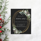 Zwarte kegeldennen gouden kerstfeest uitnodiging