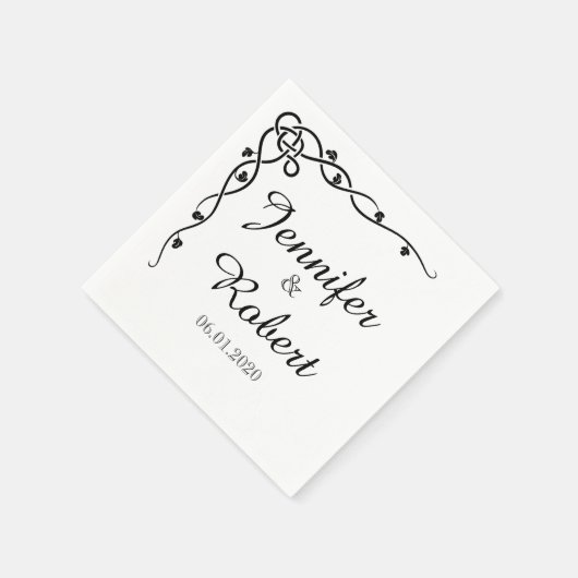 Zwarte Keltische Knoop Hoek Wijnstok Trouwservet Servetten (Hoek)