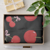 Zwarte Kersen met Roze Strik Coquette  Tissuepapier (Geschenk)