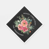 Zwarte Kerst Bloemen & Pine. Donkere feestelijke w Servet (Hoek)