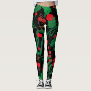zwarte kerst holly leggings