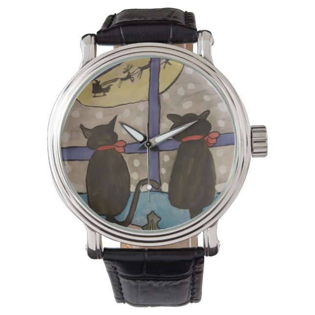 Zwarte kerst horloge (Voorkant)