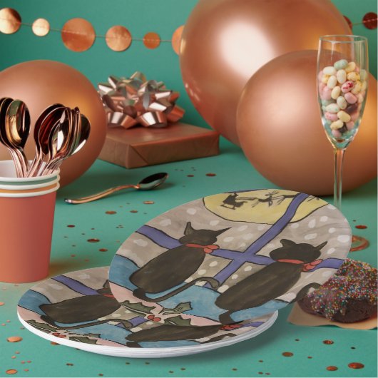 Zwarte kerst papieren bordje (Multi)