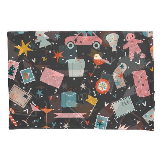 Zwarte kerst:   patroon. kussensloop (Voorkant)