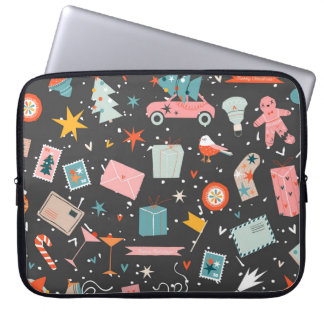 Zwarte kerst:   patroon. laptop sleeve