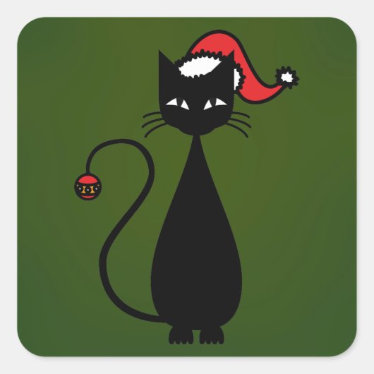 Zwarte kerst vierkante sticker (Voorkant)