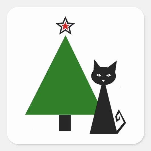 Zwarte kerst vierkante sticker (Voorkant)