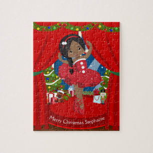 Zwarte kerstballerina legpuzzel
