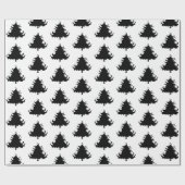 Zwarte kerstbomen patroon cadeaupapier (Vlak)