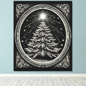 Zwarte kerstboom canvas afdruk (Insitu (Houten vloer))
