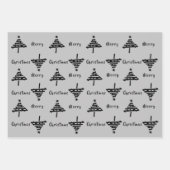 Zwarte kerstboom Faux Silver Glitter Holiday Inpakpapier Vel (Voorkant 2)