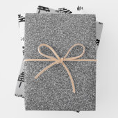 Zwarte kerstboom Faux Silver Glitter Holiday Inpakpapier Vel (In situ)