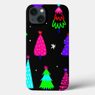 zwarte kerstboom kleurrijke pop kunst iPhone 13 hoesje