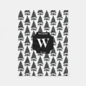 zwarte kerstboom, monogrammen fleece deken (Voorkant)
