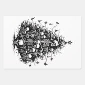 Zwarte kerstboom Schedels en botten 3 kunsten Inpakpapier Vel (Voorkant 2)