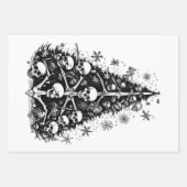 Zwarte kerstboom Schedels en botten 3 kunsten Inpakpapier Vel (Voorkant)