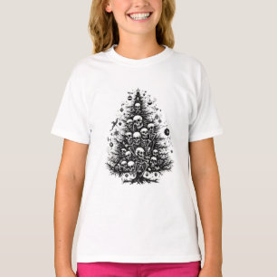 Zwarte kerstboom Schedels en botten T-shirt